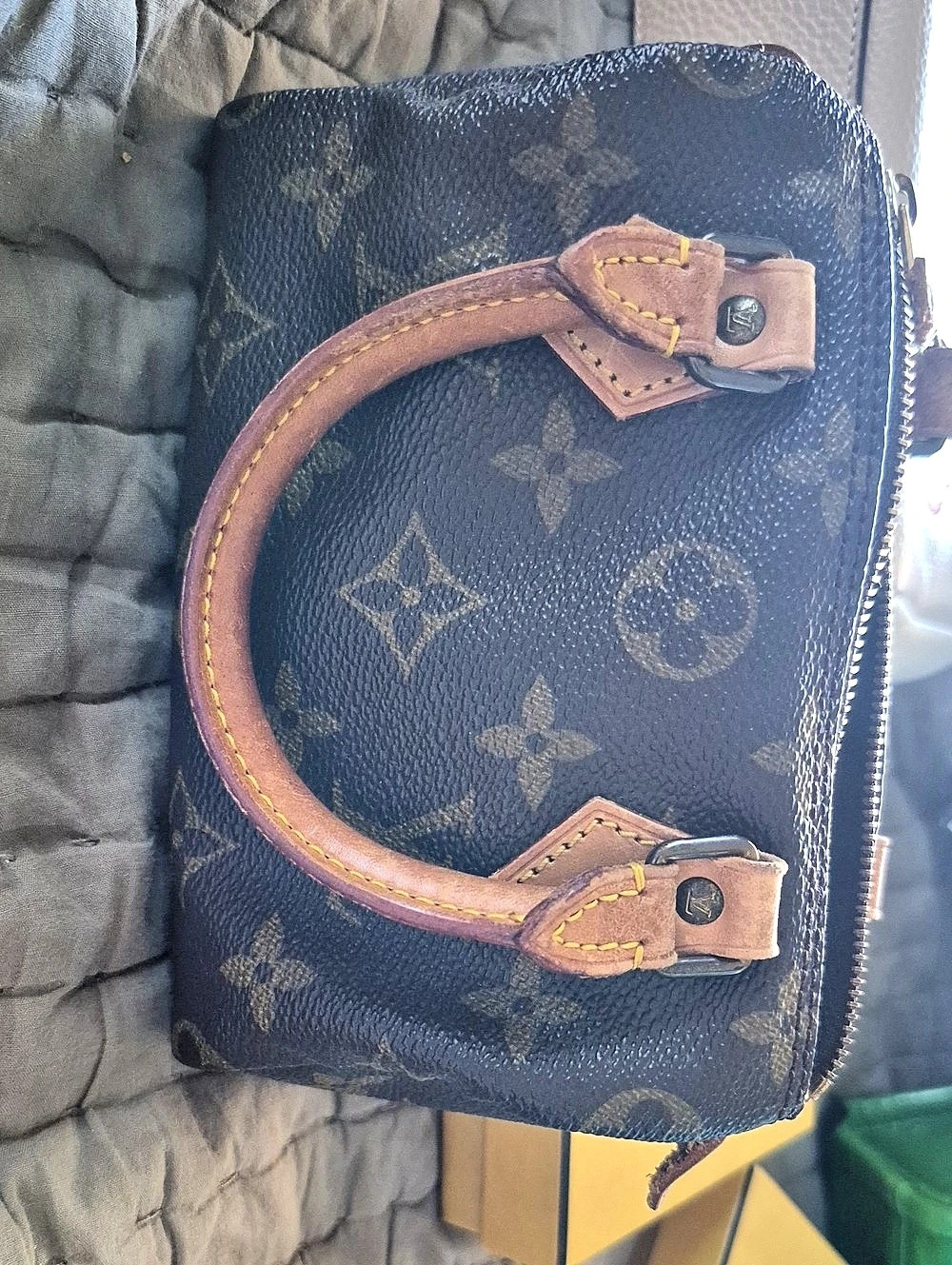 Louis Vuitton Nano Speedy Satchel Brown & Gold